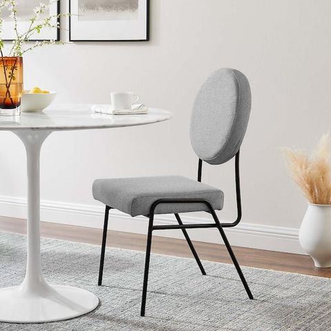 Modway Craft Upholstered Fabric Dining Side Chairs In Black Light Gray ... intended for Elevate Your Entryway with the Chic Theabella Bench Design